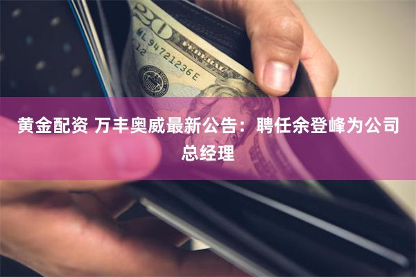 黄金配资 万丰奥威最新公告：聘任余登峰为公司总经理